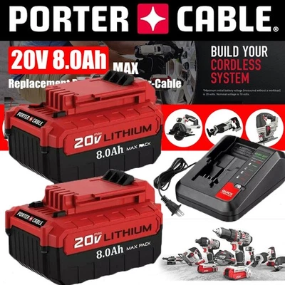 PORTER-CABLE 2PACK for PORTER CABLE 20V 20 Volt Lithium Battery /Charger Max PCC680L PCC685L