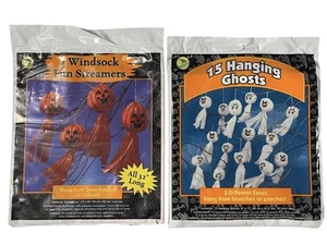 Vintage Halloween Deko 1990’s Windsack Streamer hängende Kürbisse Geister - Bild 1 von 5