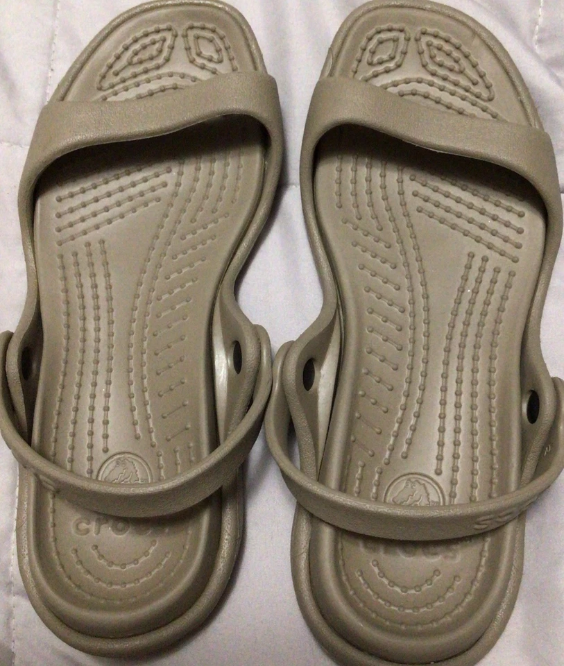 Crocs Classic Sandals Women Size 10 Brown Tan Two-Strap Lightweight - Image 1 of 4