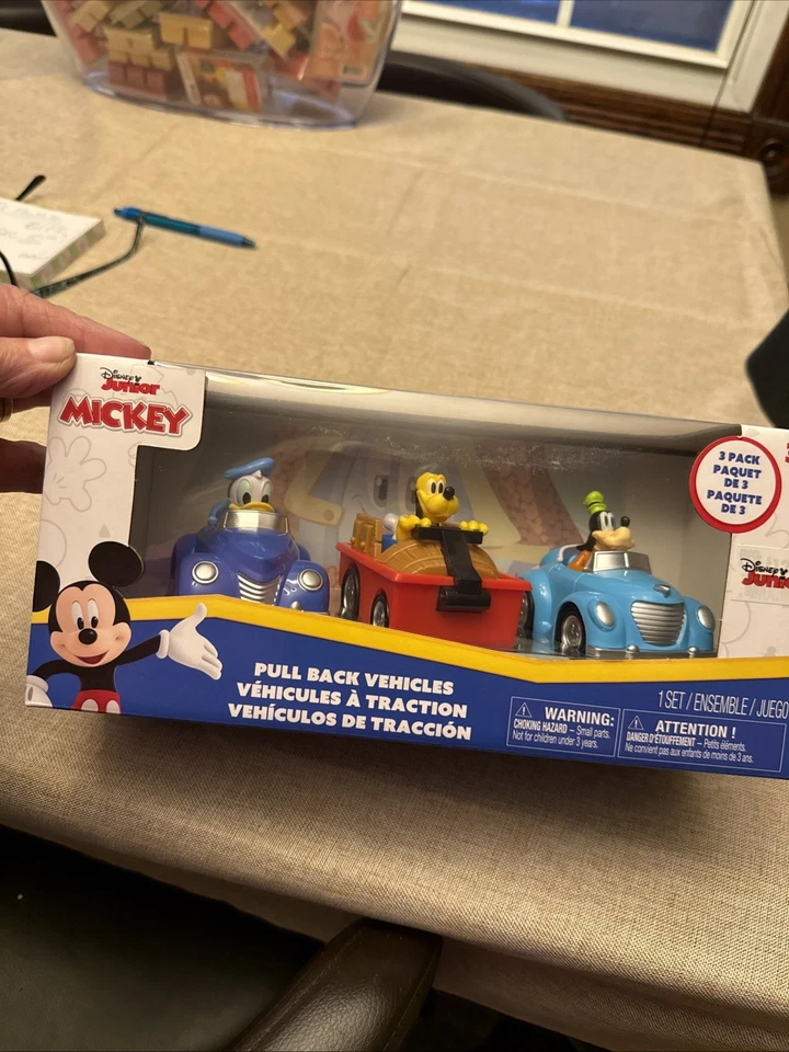 Disney Junior Mickey Pull Back Vehículos - Pluto Goofy Donald Duck - ¡Paquete de 3! Foto 1 de 4