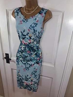 Joseph Ribkoff Blue Floral Lined Gold Adornment Dress, UK 12, New Without Tags - Image 1 of 4