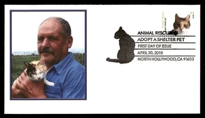 Mayfairstamps US FDC 2010 Cat Adopt Man With Cat First Day Cover aau_67217 - Picture 1 of 2