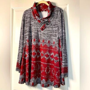 Top Lily by Firmiana Estampado Botón Mantón Cuello Talla Mediana, Usado - Imagen 1 de 11