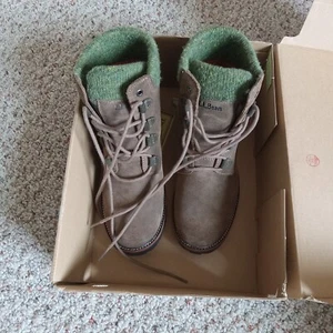 L. L. Bean Womens Boots 8M Cement w/ Green Knit Ankle LNC - Picture 1 of 19
