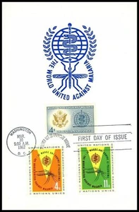 1962 Malaria Eradication 4c Sc 1194 FDC with UN issues, glossy folio unknown - Picture 1 of 2