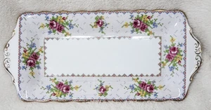 Vintage Rectangular Small Sandwich Tray Royal Albert China Petit Point Pattern - Picture 1 of 5