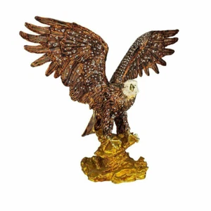 Faberge Enameled Eagle Figurine, 24K Jewelry Trinket Box w/ Swarovski Crystal - Picture 1 of 2