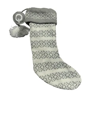 Knit Fair Isle Monogram Christmas Stocking Gray/White Q - Wondershop - Image 1 of 2