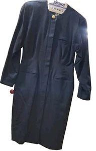 Vintage Ann Tjian For Kenar 2 Size 8 Black Lined Wool Business Dress - Picture 1 of 13