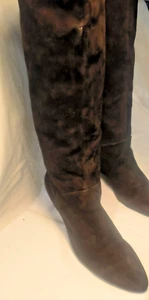 Mark Fisher Brown Suede pointed toe wedge heel boots sz. 10M zipper - Picture 1 of 4