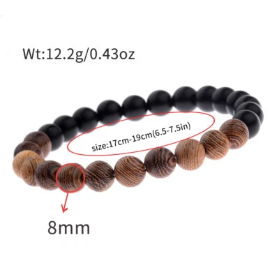 Natural Wood Beaded Bracelets 7 Chakra Prayer Yoga Bracelet Women Men Jewelry - Image 1 of 4