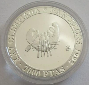Spain 2000 Pesetas 1990 Olympics Barcelona Boat Silver Proof - Picture 1 of 2