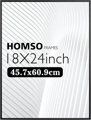 Homso 18x24 Black Poster Picture Frame Thin Aluminum Matted Frame With Plexiglas - Image 1 of 4