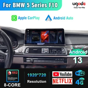 Schermo Android 13 Carplay GPS 12,3" per autoradio BMW Serie 5 F10 F11 128G - Foto 1 di 10