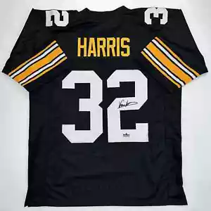Facsimile Autographed Franco Harris Pittsburgh Black Reprint Jersey Size Mens XL - Picture 1 of 4