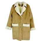 NEW Loft tan cream faux suede faux fur penny lane midi button coat jacket 12P