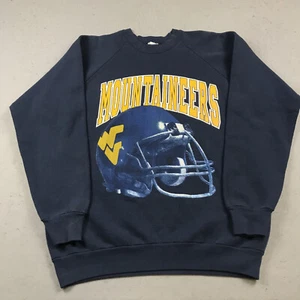 VINTAGE West Virginia Mountaineers Sweatshirt Mens XL Blue Football Crewneck 90s - Picture 1 of 9