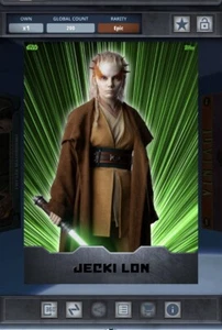 Star Wars Card Trader Jedi And Sith Warriors Jecki Lon 200cc Epic DIGITAL - Zdjęcie 1 z 2