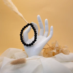 Onyx Matt Armband Edelstein Kugel 8 mm Powerarmband Heilstein Perlenarmband - Picture 1 of 7