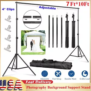 10ft Adjustable Backdrop Support Stand Photography Background Photo Crossbar Kit - Picture 1 of 20