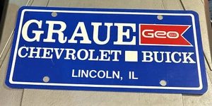 Graue Chevrolet-Buick-Geo Lincoln, IL Advertising License Plate Plastic - Picture 1 of 2