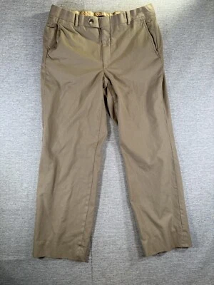 Corbin Pants Men's 35/28 Brown Wool Flat Straight Trousers Soft Office - Image 1 of 4