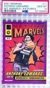 2021 Anthony Edwards Donruss Net Marvels Purple PSA 10 POP 1 - Picture 1 of 2