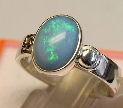 Brazil Crystal Opal 2.3 Karat 950er Silberring Größe 19,1 mm  - Bild 1 von 4