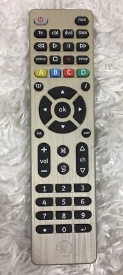 GE 4-Device Universal Remote Control, Designer Series, Brushed Nickel/Silver - Image 1 of 2