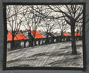 Modern European School Charcoal & Pastel Landscape On Paper Drawing. - Picture 1 of 5