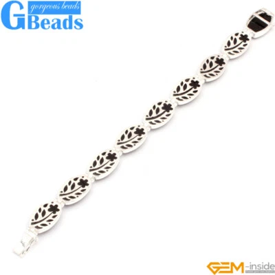 Assorted Stones Tibetan Silver Plated Tennis Link Bracelet 7" Xmas Gift - Image 1 of 4