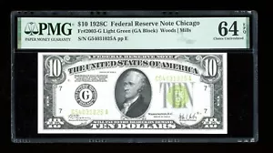 DBR scarce 1928-C $10 LGS FRN Chicago Fr. 2003-Glgs PMG 64 EPQ Serial G54031025A - Picture 1 of 2