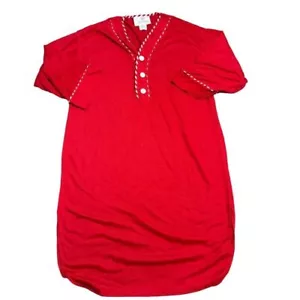 Vintage Undercover Wear rotes Nachthemd mit weißen Kontrastnähten One Size USA - Bild 1 von 6