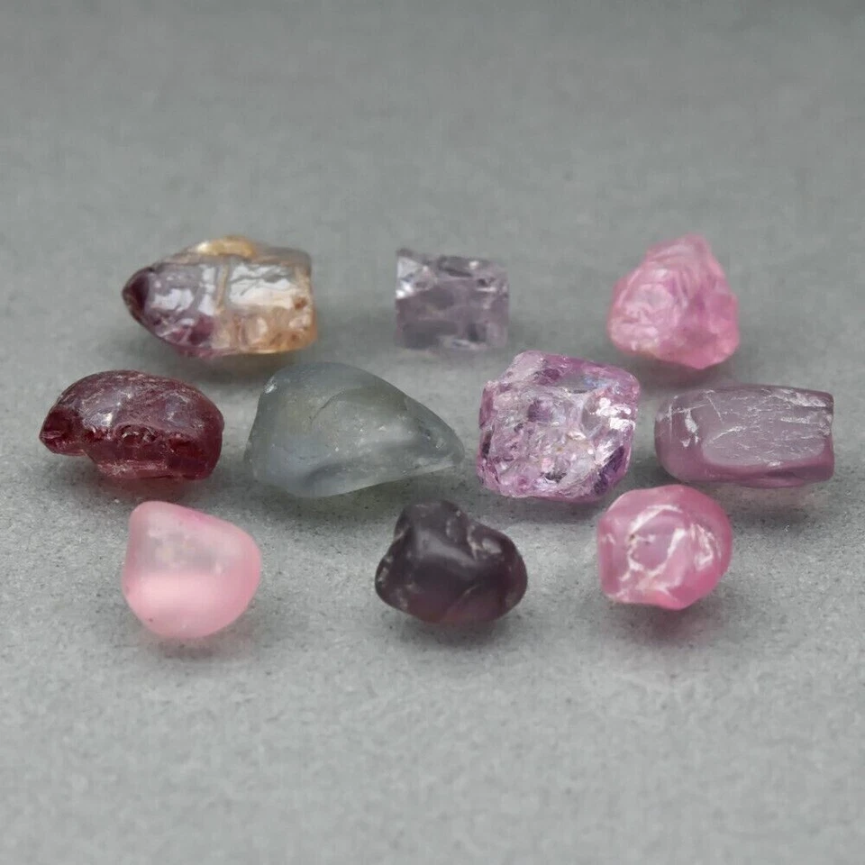 11,81 quilates/10 piezas espinela rosa-púrpura natural Birmania (Myanmar) piedras preciosas ásperas ver video Foto 1 de 2