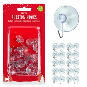 20x SUCTION CUP HOOKS Hanger Window Glass Bathroom Hanging Christmas Decor G5804 - Picture 1 of 5