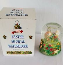 Vintage 1994 Easter Snow Globe Music Box " Here Comes Peter Cottontail " NEW