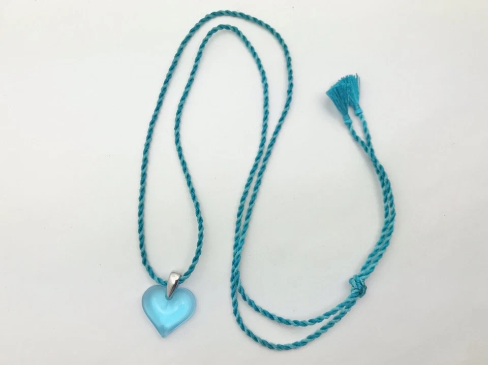 Lalique Coeur Heart Blue Crystal Pendant Sterling Silver Bail Necklace  - Image 1 of 4