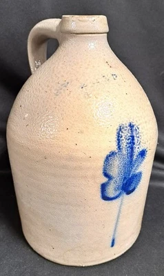 ANTIQUE E & L P NORTON SALT GLAZED POTTERY JUG BENNINGTON VERMONT 12" TALL - Image 1 of 4