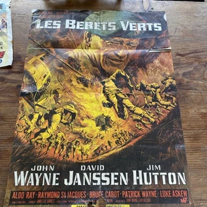 Vintage Original Large John Wayne Poster The Green Berets French Version - Picture 1 of 12