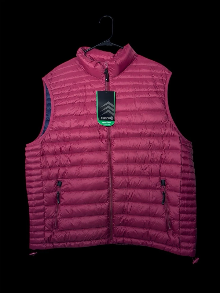 Solaris XL Natural Down Puffer Vest Red Full Zips NWT and Holder Men’s - Image 1 of 4