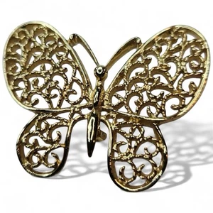 Spilla farfalla Gerry’s filigrana tono oro vintage metà secolo moderna 2,5” - Foto 1 di 7