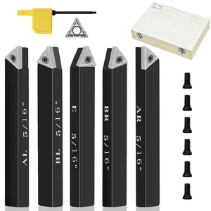 5/16" Indexable Carbide Turning Inserts Holder Set for Machining Lathes, 5 Pcs S - Picture 1 of 12