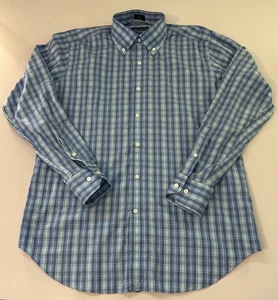 Peter Millar Summer Soft Twill Shirt Mens M Blue Plaid Performance Button Down - Picture 1 of 7