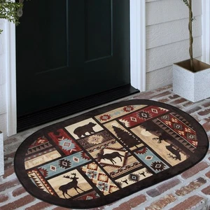 Rustic Cabin Kitchen Rugs 41"x24" Large Bear Moose Deer Non-Slip Bathroom Rug... - Picture 1 of 6