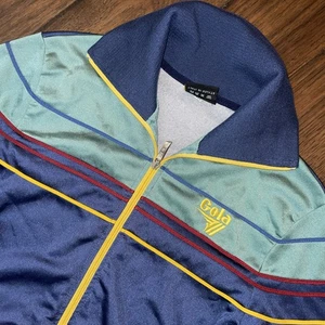 Giacca da pista vintage Gola blu media atletica tennis zip righe - Foto 1 di 12