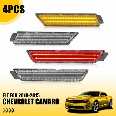 For Chevy 2010-2015 Camaro 4PCS Clear Lens Front & Rear Side Marker Lights Kit Y - Image 1 of 4