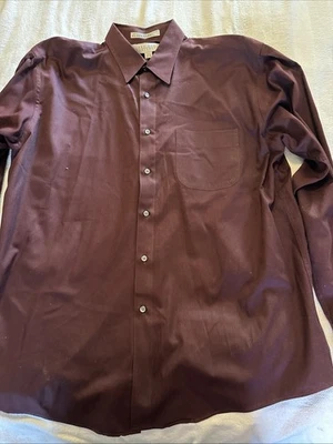 PERRY ELLIS PORTFOLIO Deep Wine Long Sleeve Dress Shirt Sz 16.5 34-35 - Image 1 of 4