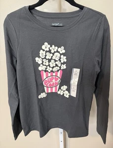 Girls' Long Sleeve Graphic T-Shirt - Cat & Jack. Size L ( 10-12) Popcorn Puppy - Picture 1 of 2