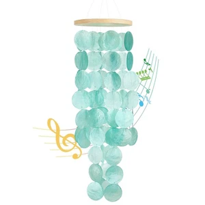 Wind Chimes for Outside - Handcrafted Turquoise Capiz Shells Windchime Coasta... - Picture 1 of 7