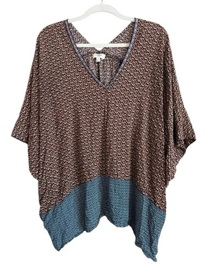Top Dolman Umgee Para Mujer De Gran Tamaño Estampado Geométrico Cuello en V Bolsillos Talla M/L Boho Foto 1 de 4